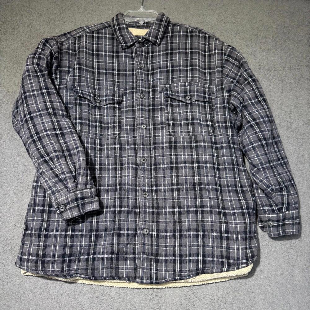 Levi’s‎ Sherpa Lined Flannel Shirt XL Plaid Fleece Jacket Workwear Grunge Warm